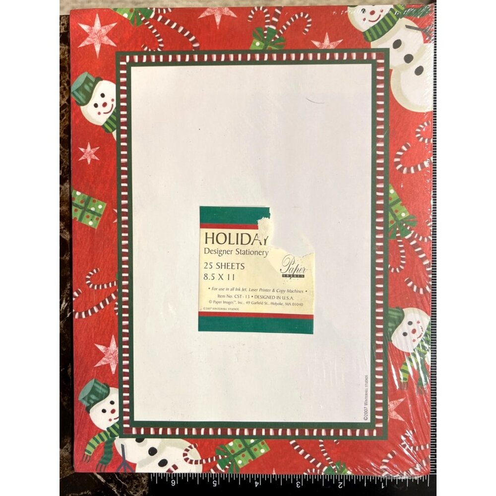 2007 Holiday Stationery  25 Sheets Acid-Free By Paper Images Snowman Candy Cane